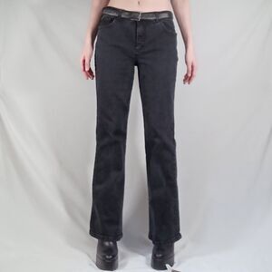 Mid Rise Straight Leg Black Jeans